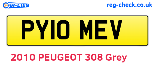 PY10MEV are the vehicle registration plates.