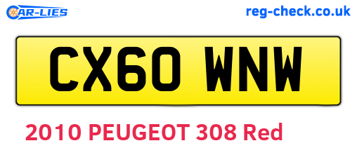 CX60WNW are the vehicle registration plates.