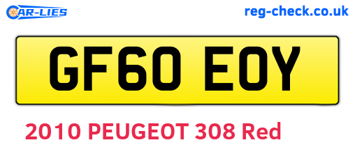 GF60EOY are the vehicle registration plates.