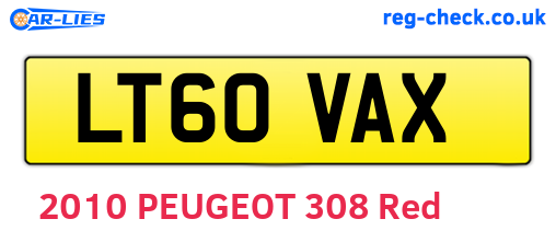 LT60VAX are the vehicle registration plates.