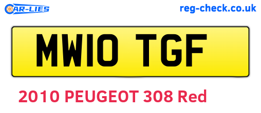 MW10TGF are the vehicle registration plates.