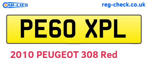 PE60XPL are the vehicle registration plates.