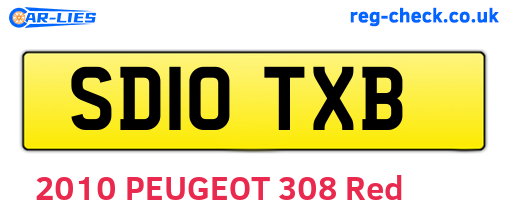 SD10TXB are the vehicle registration plates.