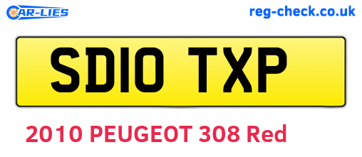 SD10TXP are the vehicle registration plates.