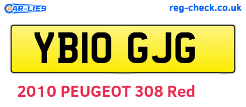 YB10GJG are the vehicle registration plates.