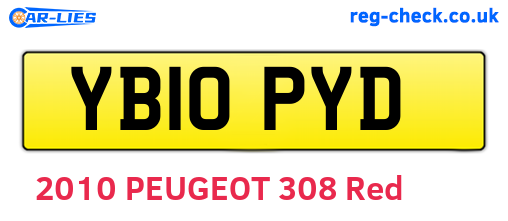 YB10PYD are the vehicle registration plates.