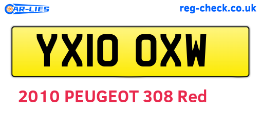 YX10OXW are the vehicle registration plates.