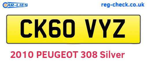 CK60VYZ are the vehicle registration plates.