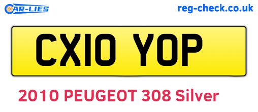 CX10YOP are the vehicle registration plates.