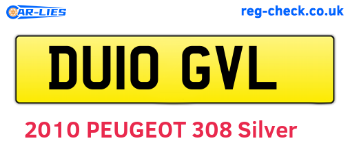 DU10GVL are the vehicle registration plates.
