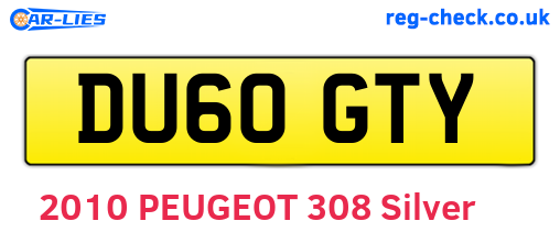 DU60GTY are the vehicle registration plates.