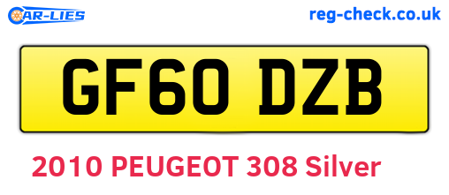 GF60DZB are the vehicle registration plates.