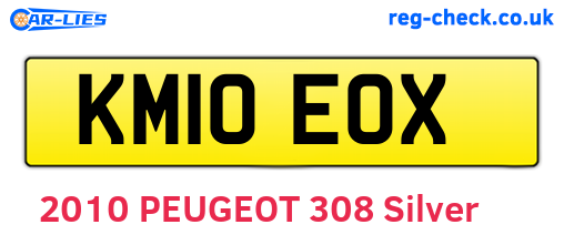 KM10EOX are the vehicle registration plates.