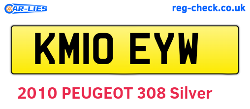 KM10EYW are the vehicle registration plates.