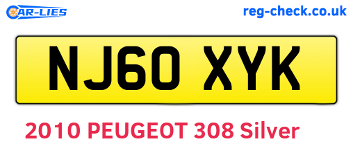 NJ60XYK are the vehicle registration plates.