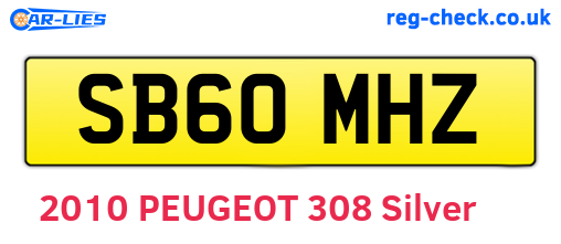 SB60MHZ are the vehicle registration plates.