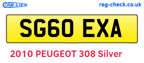 SG60EXA are the vehicle registration plates.