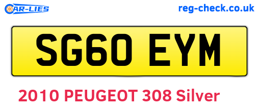 SG60EYM are the vehicle registration plates.