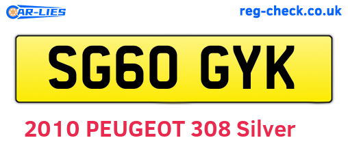SG60GYK are the vehicle registration plates.
