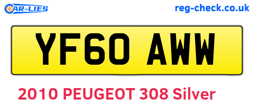 YF60AWW are the vehicle registration plates.