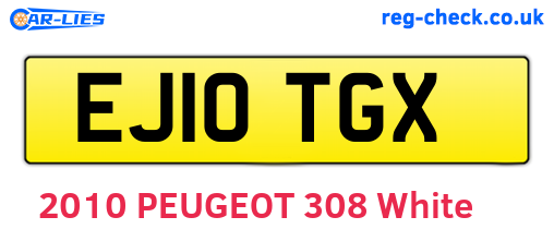 EJ10TGX are the vehicle registration plates.