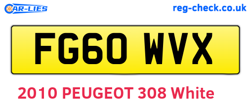 FG60WVX are the vehicle registration plates.