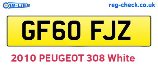 GF60FJZ are the vehicle registration plates.