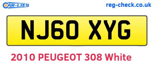 NJ60XYG are the vehicle registration plates.