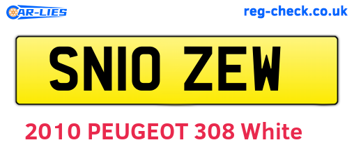 SN10ZEW are the vehicle registration plates.