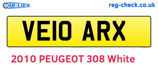 VE10ARX are the vehicle registration plates.