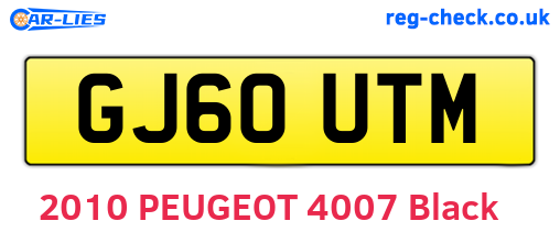 GJ60UTM are the vehicle registration plates.