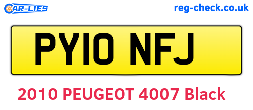 PY10NFJ are the vehicle registration plates.