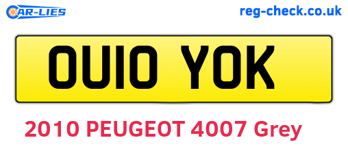 OU10YOK are the vehicle registration plates.