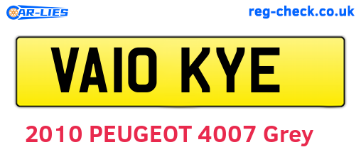 VA10KYE are the vehicle registration plates.