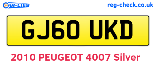 GJ60UKD are the vehicle registration plates.