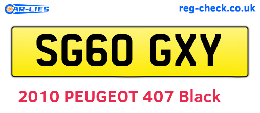 SG60GXY are the vehicle registration plates.
