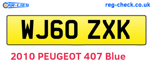 WJ60ZXK are the vehicle registration plates.