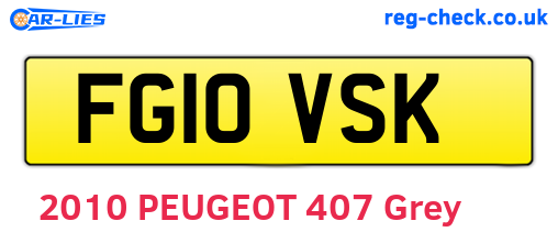 FG10VSK are the vehicle registration plates.