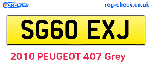 SG60EXJ are the vehicle registration plates.