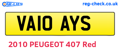 VA10AYS are the vehicle registration plates.
