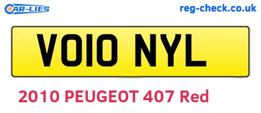 VO10NYL are the vehicle registration plates.