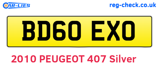 BD60EXO are the vehicle registration plates.
