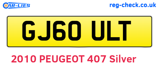 GJ60ULT are the vehicle registration plates.