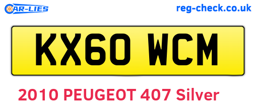 KX60WCM are the vehicle registration plates.