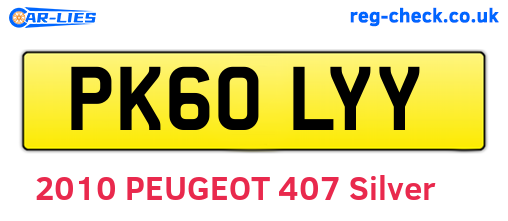 PK60LYY are the vehicle registration plates.