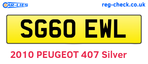 SG60EWL are the vehicle registration plates.