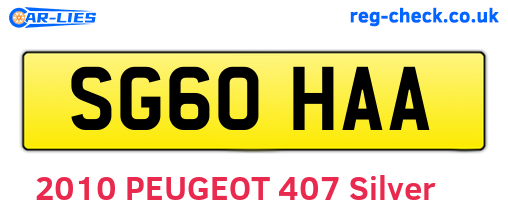 SG60HAA are the vehicle registration plates.