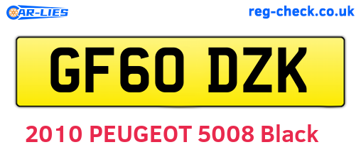 GF60DZK are the vehicle registration plates.