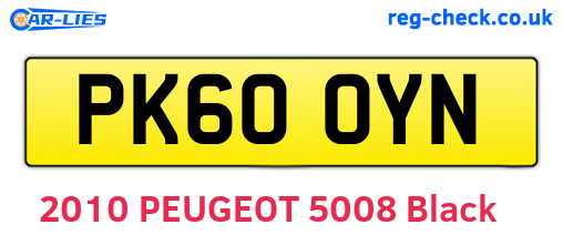 PK60OYN are the vehicle registration plates.