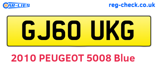 GJ60UKG are the vehicle registration plates.